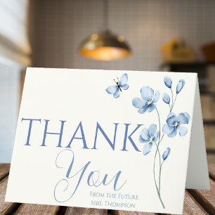 Personlig Dusty Blue Wildblomma Möhippa Tack Kort