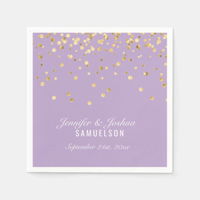 Personlig DUSTY MAUVE Guld Confetti Bröllop Pappersservett (Framsidan)