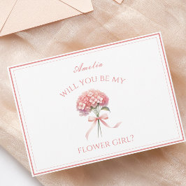 Personlig Dusty Ro Hydrangea Bow Flower Girl Kort