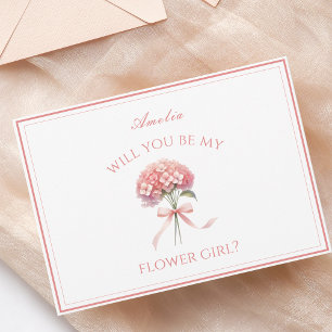 Personlig Dusty Ro Hydrangea Bow Flower Girl Kort
