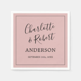 Personlig Dusty Ro Rosa Black Bröllop Pappersservett