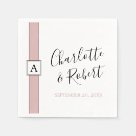 Personlig Dusty Ro Rosa Monogram Bröllop Pappersservett