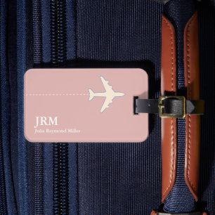 Personlig Dusty Rosa Airplane Travelers Bagagebricka