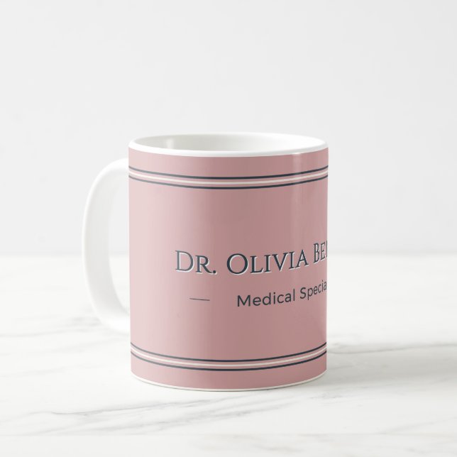 Personlig Dusty Rose Charcoal Namn Mugg Gåva (Framsida vänster)