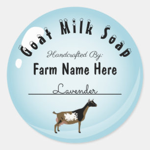 Personlig Dwarf Goat Mjölk Soap Blue Bubble Runt Klistermärke