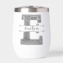 Personlig E Ursprungligt Silver Monogram Ditt namn