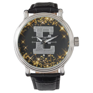 Personlig E Ursprungligt Silver Monogram Ditt namn Armbandsur