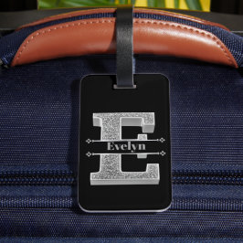 Personlig E Ursprungligt Silver Monogram Ditt namn Bagagebricka