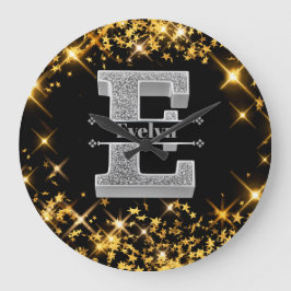 Personlig E Ursprungligt Silver Monogram Ditt namn Stor Klocka