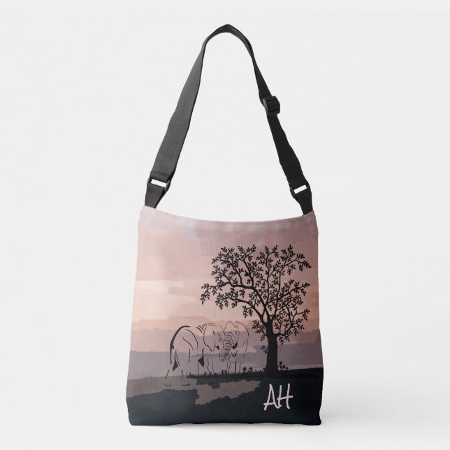 Personlig Earth Friendly Tote med elefanter Axelväska (Framsida)