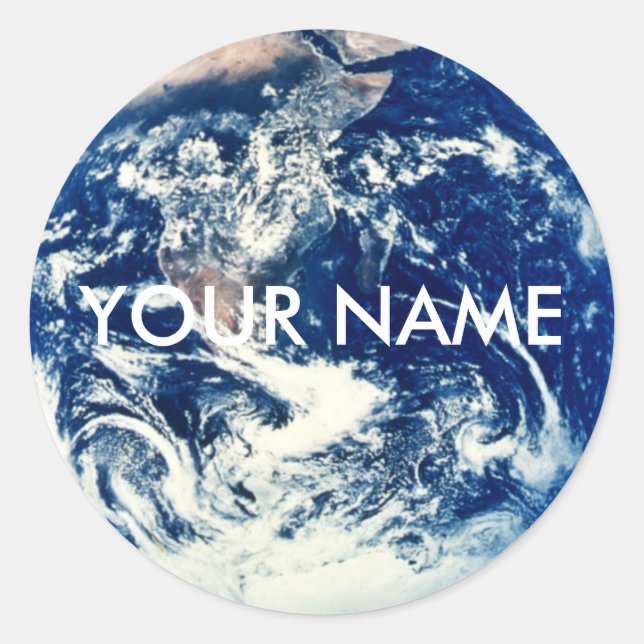 Personlig Earth Sticker Runt Klistermärke (Framsida)