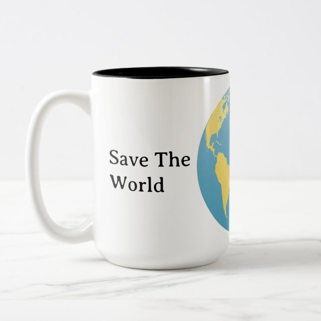 Personlig Eco-Globe Minimalistisk Planet Två-Tonad Mugg (Vänster)