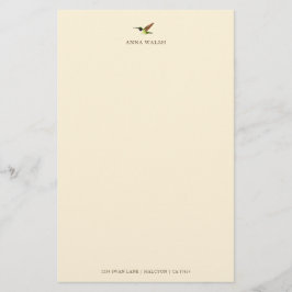 Personlig Ecru Anna's Hummingbird Stationery Brevpapper