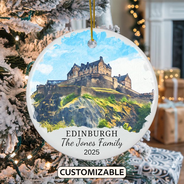 Personlig Edinburgh Ornament, Scotland Gift Julgransprydnad Keramik (Skapare uppladdad)