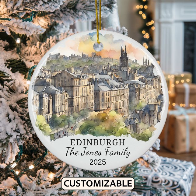 Personlig Edinburgh Ornament, Skottlands gåva Julgransprydnad Keramik (Skapare uppladdad)