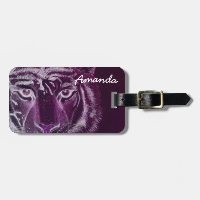 Personlig efter namn tigerdesign bagagebricka (Horisontell Framsida)