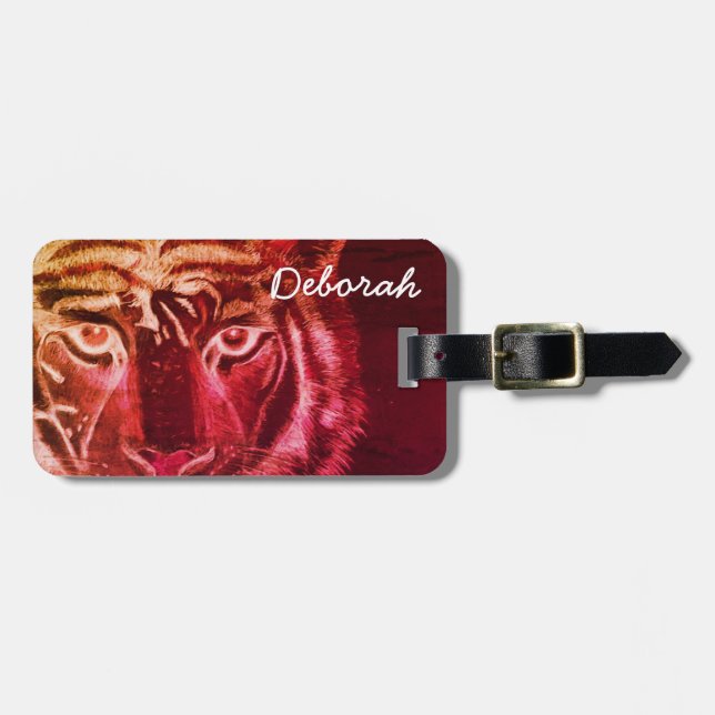 Personlig efter namn tigerdesign bagagebricka (Horisontell Framsida)