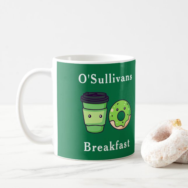 Personlig Efternamn Irland Breakfast Donut Mugg (Med munk)