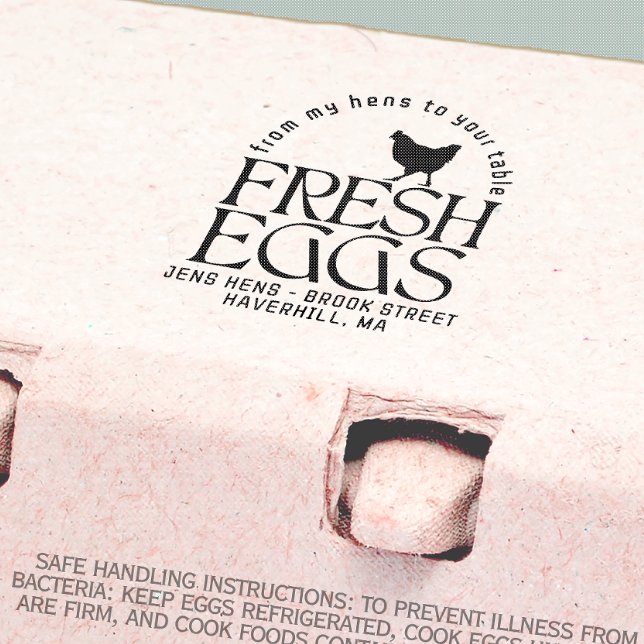 PERSONLIG EGG CARTON LOGOTYP Fresh Eggs Hen Stämpel (Skapare uppladdad)