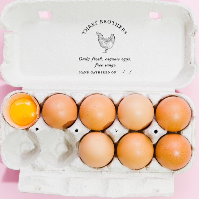 Personlig Egg Carton Rustic Family Farm Stämpel (Skapare uppladdad)