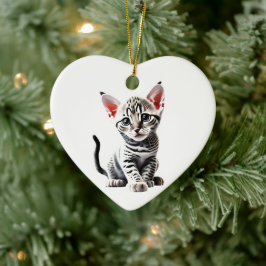 Personlig Egyptian Mau Kitten Julgransprydnad Keramik