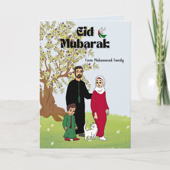 Personlig Eid Mubarak Card Free Palestine Tema Kort (Framsida)