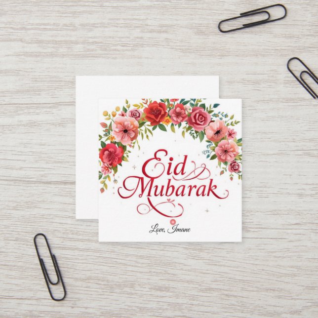 Personlig Eid Mubarak-gåvokort Fyrkantigt Visitkort (Fram/Back In Situ)