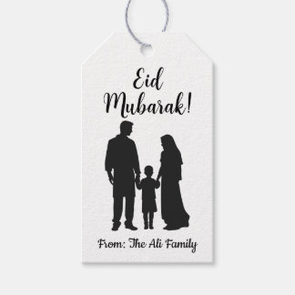 Personlig Eid Mubarak Gift-Märkre - Familj med 3 Presentetikett