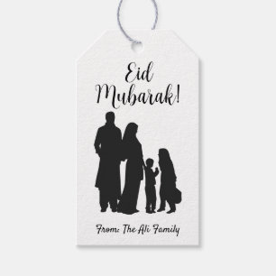 Personlig Eid Mubarak Gift-Märkre - Familj med 4 Presentetikett