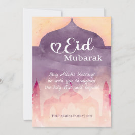 Personlig Eid Mubarak-kort med moské-design Julkort