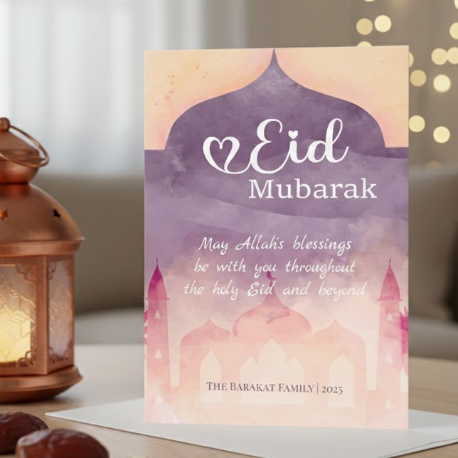 Personlig Eid Mubarak-kort med moské-design Julkort (Skapare uppladdad)
