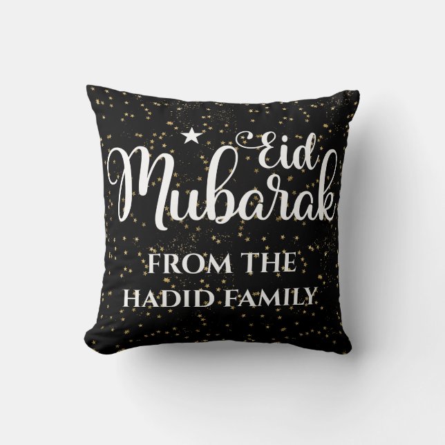 Personlig Eid Mubarak Modern Black Eid Kudde (Framsida)