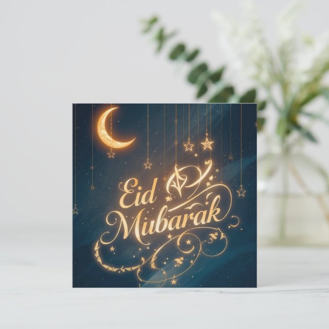 Personlig Eid Mubarak Modern Grattiskort Inbjudningar (Stående Fram)