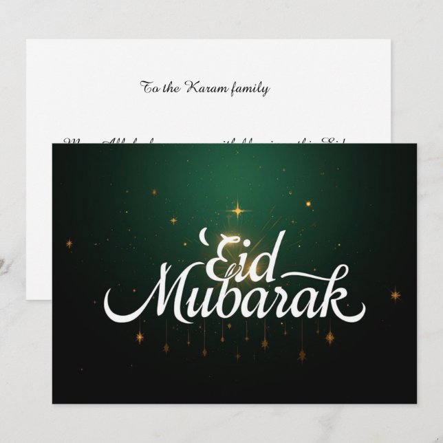 Personlig Eid Mubarak modern gratulationskort Inbjudningar (Fram/baksida)