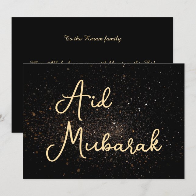 Personlig Eid Mubarak modern kort (Fram/baksida)