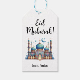 Personlig Eid Mubarak Mosque Gift Märkres Presentetikett