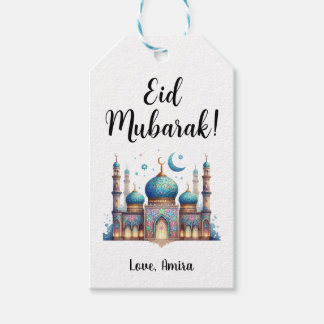 Personlig Eid Mubarak Mosque Gift Märkres Presentetikett