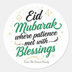 Personlig Eid Mubarak Muslim modern Klassisk Runt Klistermärke