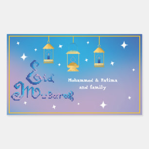 Personlig Eid Mubarak Oval Sticker Rektangulärt Klistermärke