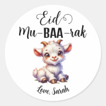 Personlig Eid Mubarak Round Goat Stickers