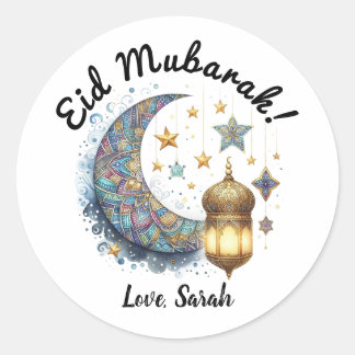 Personlig Eid Mubarak Round Stickers Runt Klistermärke
