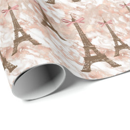 Personlig Eiffel Torn White, Ro Guld Marble Presentpapper