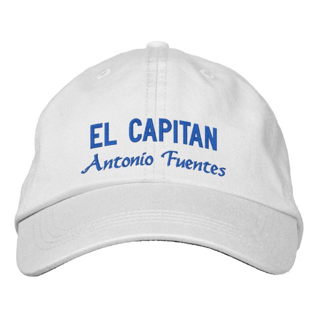 Personlig El Capitan Blå Fiske Broderad Keps (Framsida)