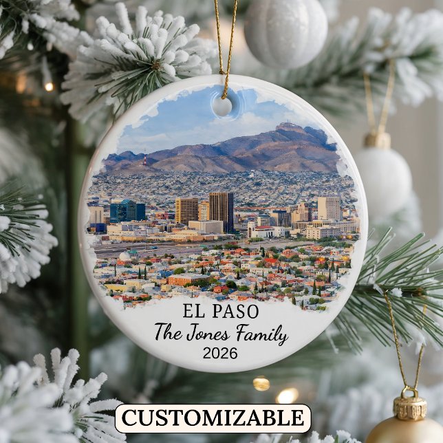Personlig El Paso-ornament, Anpassad Texas Julgransprydnad Keramik (Skapare uppladdad)