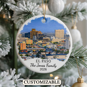 Personlig El Paso-ornament, Anpassad Texas Julgransprydnad Keramik
