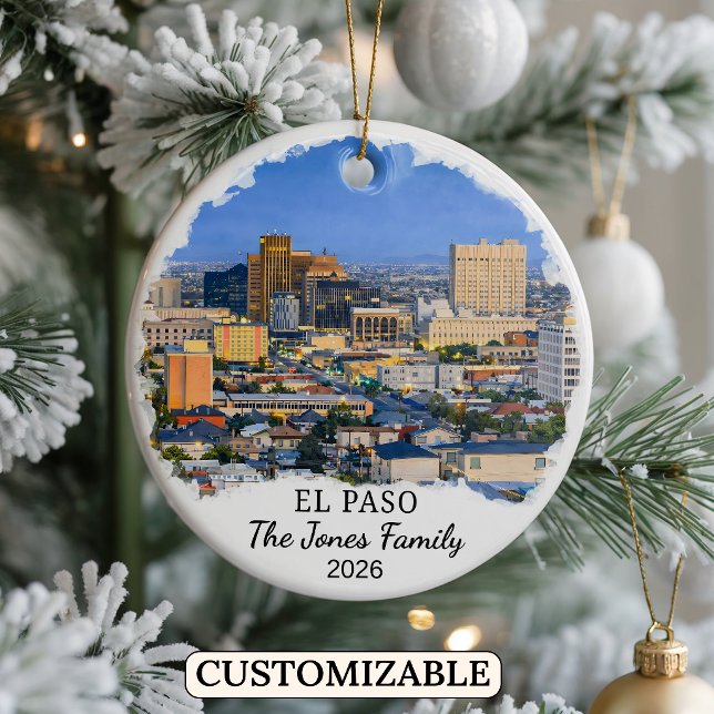 Personlig El Paso-ornament, Anpassad Texas Julgransprydnad Keramik (Skapare uppladdad)