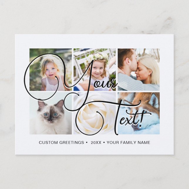 Personlig Elagant Script 6 bilder Universell Vykort (Framsida)