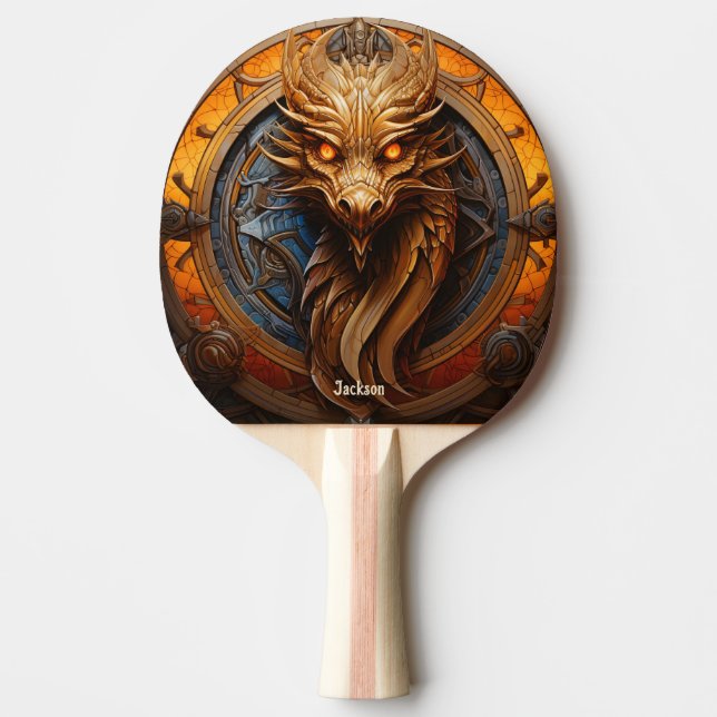 Personlig Eldorange Drakesign Pingisracket (Framsidan)