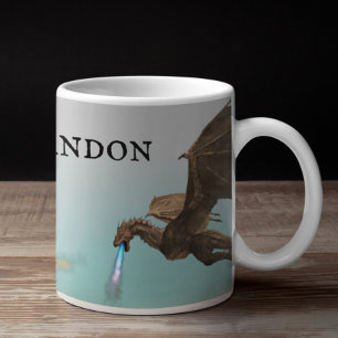 Personlig eldsprutande drakvyvern kaffemugg