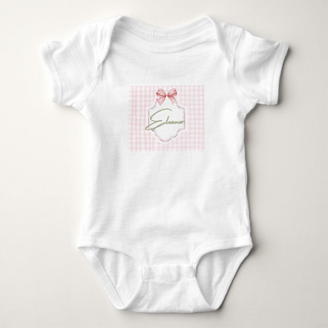 Personlig Eleanor Babyflicka Nurseries Gingham T Shirt (Framsida)